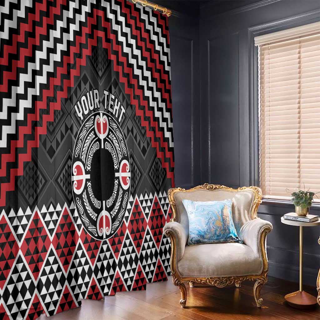 Personalised Aotearoa Niho Taniwha Motif Window Curtain Red Style