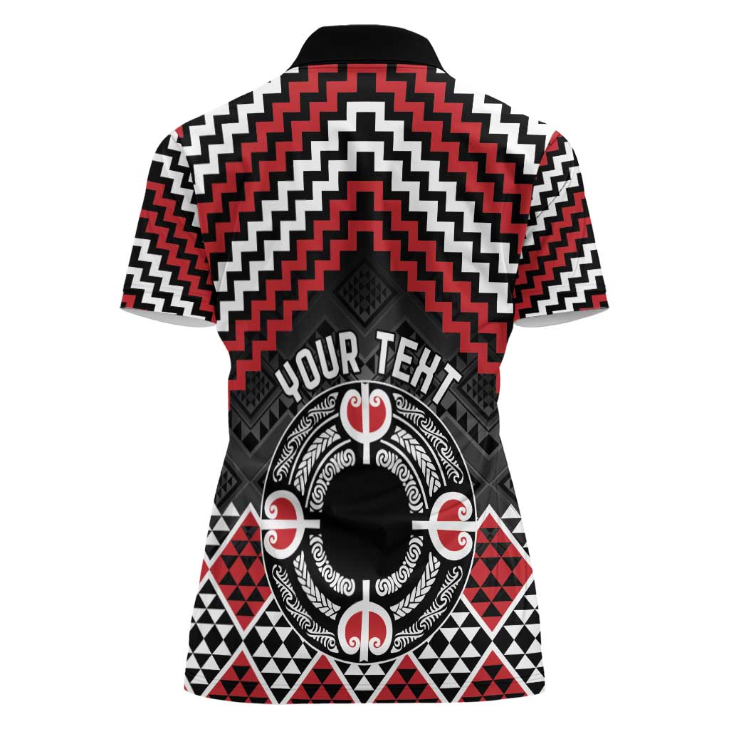 Personalised Aotearoa Niho Taniwha Motif Women Polo Shirt Red Style