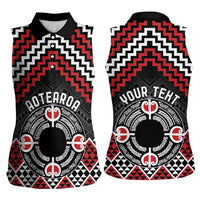 Personalised Aotearoa Niho Taniwha Motif Women Sleeveless Polo Shirt Red Style