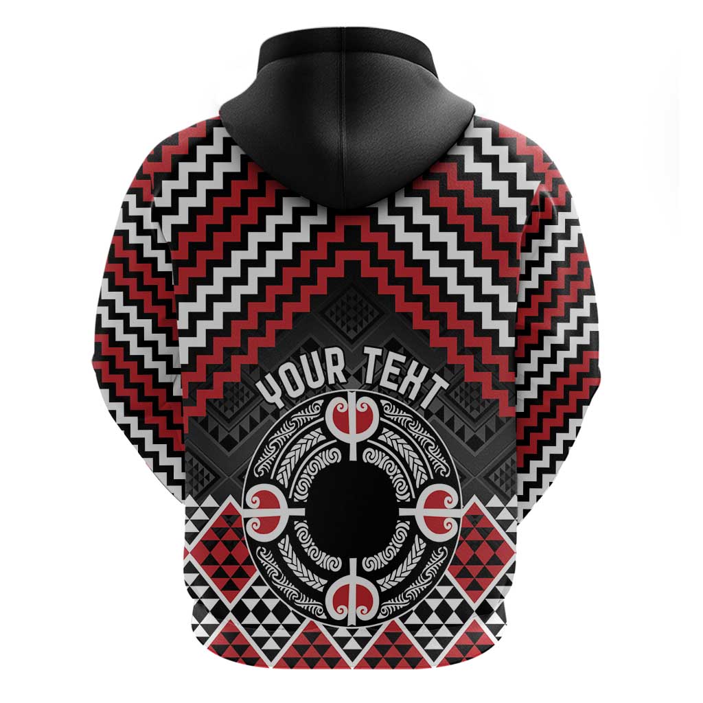 Personalised Aotearoa Niho Taniwha Motif Zip Hoodie Red Style