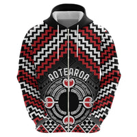 Personalised Aotearoa Niho Taniwha Motif Zip Hoodie Red Style