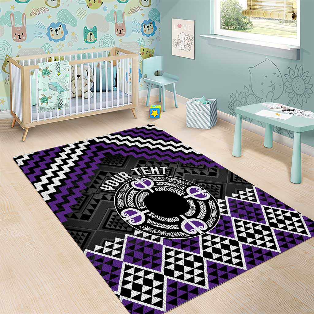 Personalised Aotearoa Niho Taniwha Motif Area Rug Violet Style
