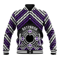 Personalised Aotearoa Niho Taniwha Motif Baseball Jacket Violet Style LT9 Unisex Violet - Polynesian Pride