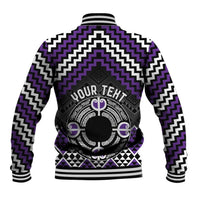 Personalised Aotearoa Niho Taniwha Motif Baseball Jacket Violet Style LT9 - Polynesian Pride