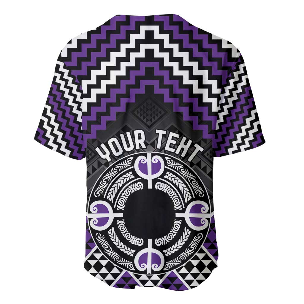 Personalised Aotearoa Niho Taniwha Motif Baseball Jersey Violet Style LT9 - Polynesian Pride
