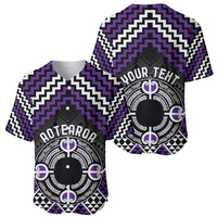 Personalised Aotearoa Niho Taniwha Motif Baseball Jersey Violet Style LT9 - Polynesian Pride