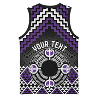 Personalised Aotearoa Niho Taniwha Motif Basketball Jersey Violet Style - Polynesian Pride