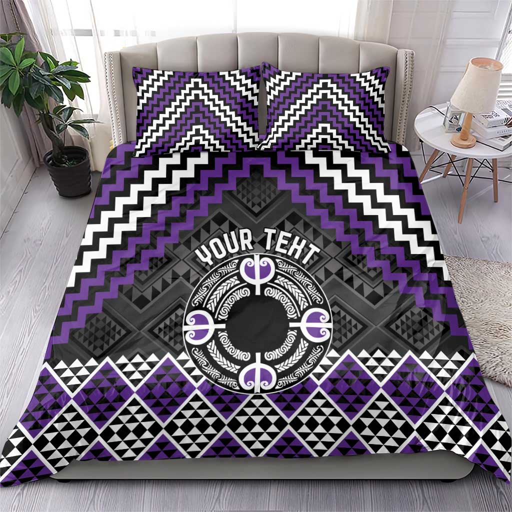 Personalised Aotearoa Niho Taniwha Motif Bedding Set Violet Style