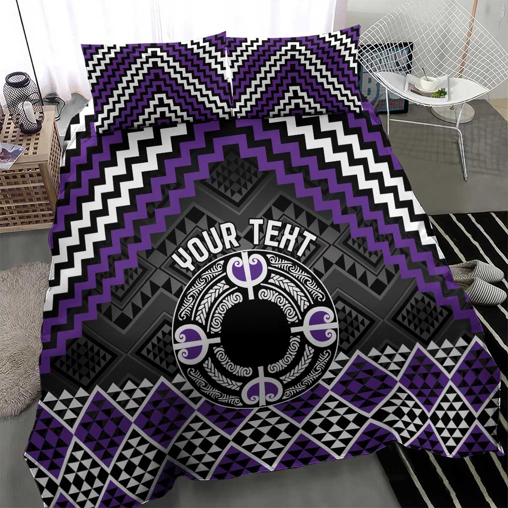 Personalised Aotearoa Niho Taniwha Motif Bedding Set Violet Style