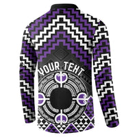 Personalised Aotearoa Niho Taniwha Motif Button Sweatshirt Violet Style LT9 - Polynesian Pride