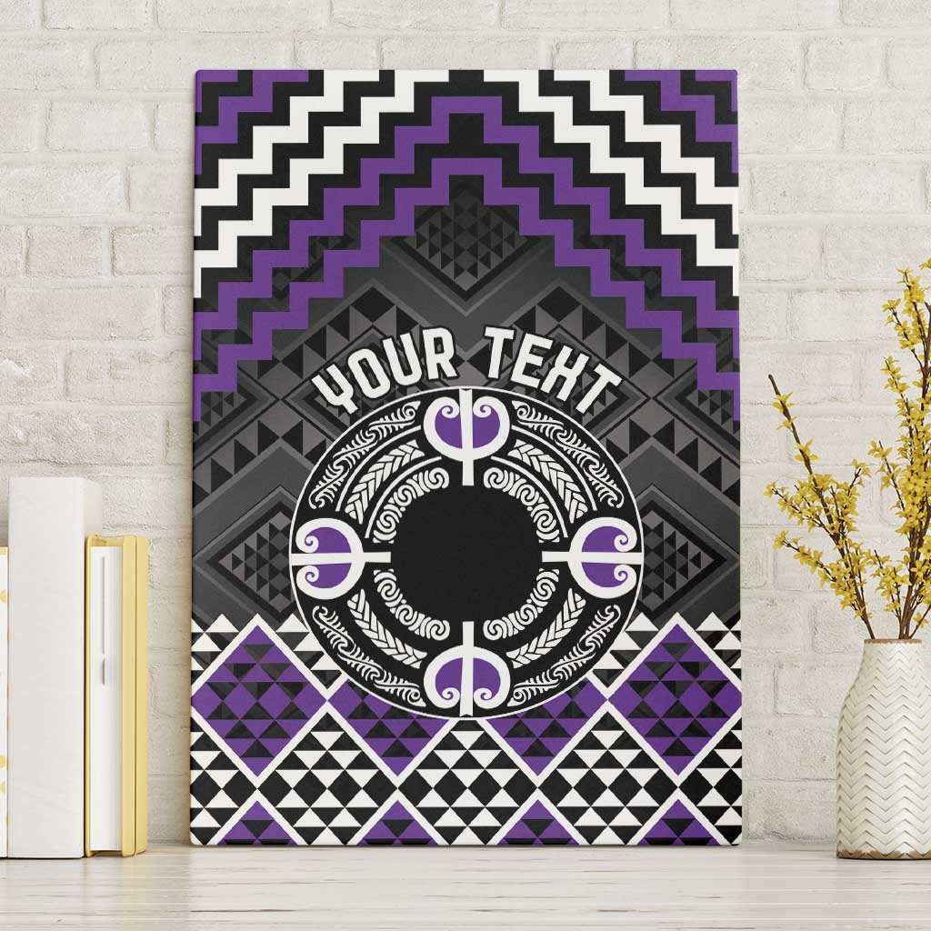 Personalised Aotearoa Niho Taniwha Motif Canvas Wall Art Violet Style