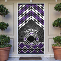 Personalised Aotearoa Niho Taniwha Motif Door Cover Violet Style - Polynesian Pride