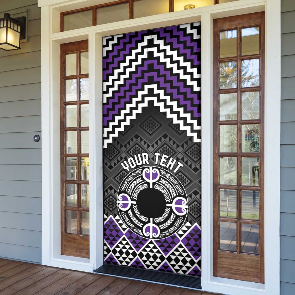 Personalised Aotearoa Niho Taniwha Motif Door Cover Violet Style - Polynesian Pride