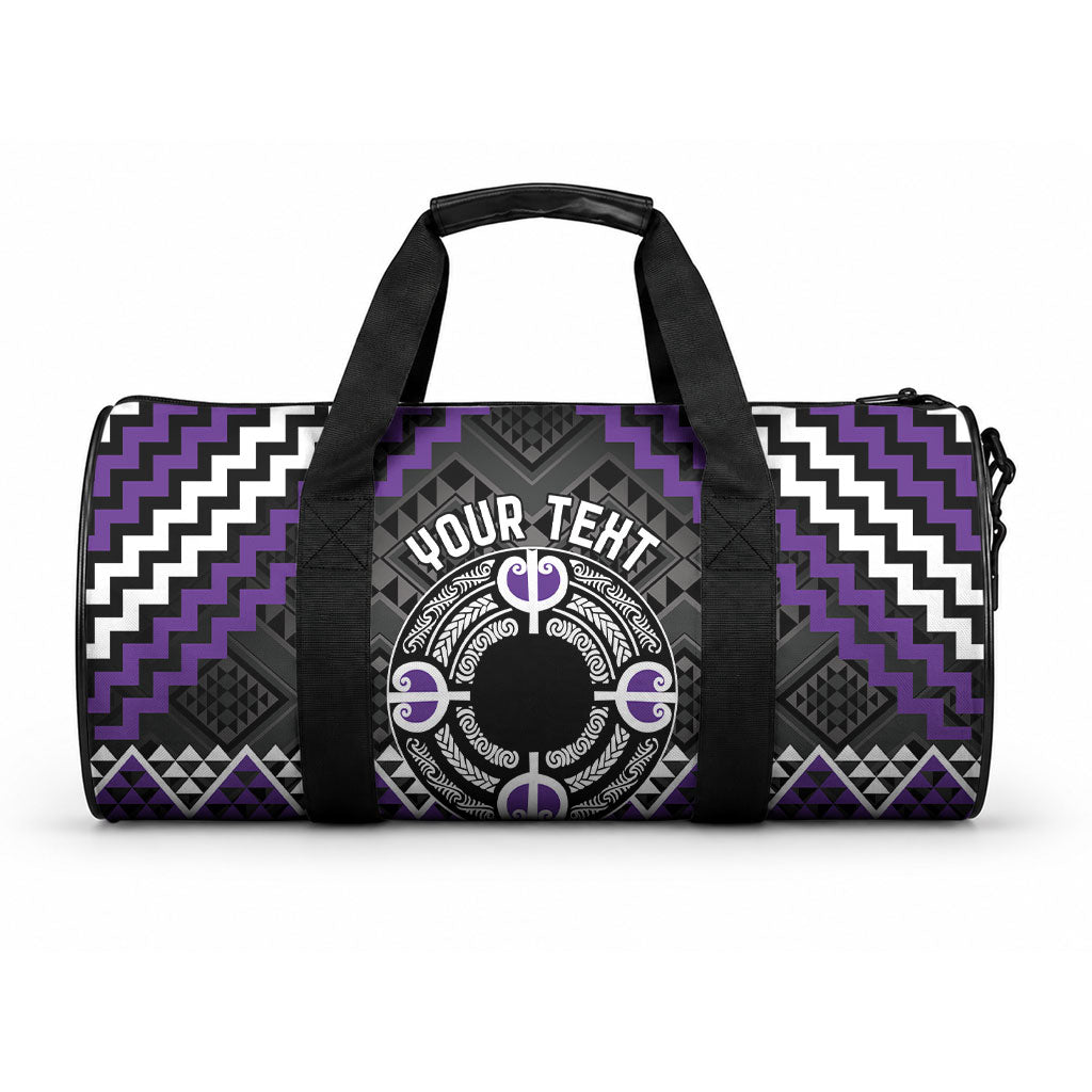 Personalised Aotearoa Niho Taniwha Motif Duffle Bag Violet Style LT9 One size Violet - Polynesian Pride