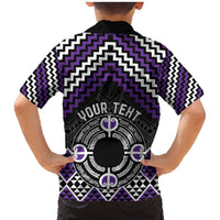 Personalised Aotearoa Niho Taniwha Motif Family Matching Mermaid Dress and Hawaiian Shirt Violet Style