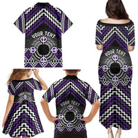 Personalised Aotearoa Niho Taniwha Motif Family Matching Puletasi and Hawaiian Shirt Violet Style LT9 - Polynesian Pride
