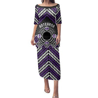 Personalised Aotearoa Niho Taniwha Motif Family Matching Puletasi and Hawaiian Shirt Violet Style LT9 Mom's Dress Violet - Polynesian Pride