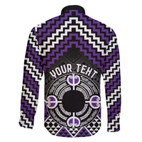 Personalised Aotearoa Niho Taniwha Motif Family Matching Summer Maxi Dress and Hawaiian Shirt Violet Style LT9 - Polynesian Pride
