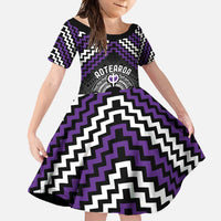 Personalised Aotearoa Niho Taniwha Motif Family Matching Tank Maxi Dress and Hawaiian Shirt Violet Style