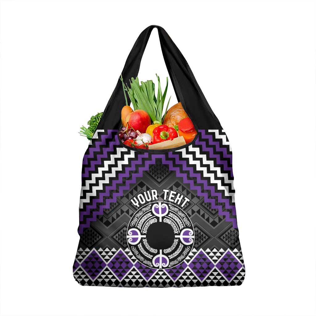 Personalised Aotearoa Niho Taniwha Motif Grocery Bag Violet Style