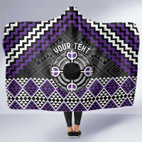 Personalised Aotearoa Niho Taniwha Motif Hooded Blanket Violet Style