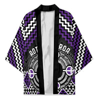 Personalised Aotearoa Niho Taniwha Motif Kimono Violet Style - Polynesian Pride