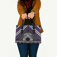 Personalised Aotearoa Niho Taniwha Motif Leather Bag Violet Style - Polynesian Pride