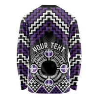Personalised Aotearoa Niho Taniwha Motif Long Sleeve Shirt Violet Style