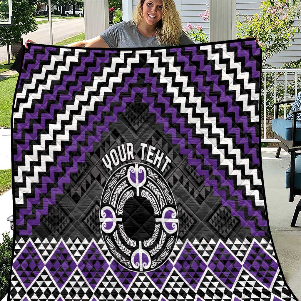 Personalised Aotearoa Niho Taniwha Motif Quilt Violet Style