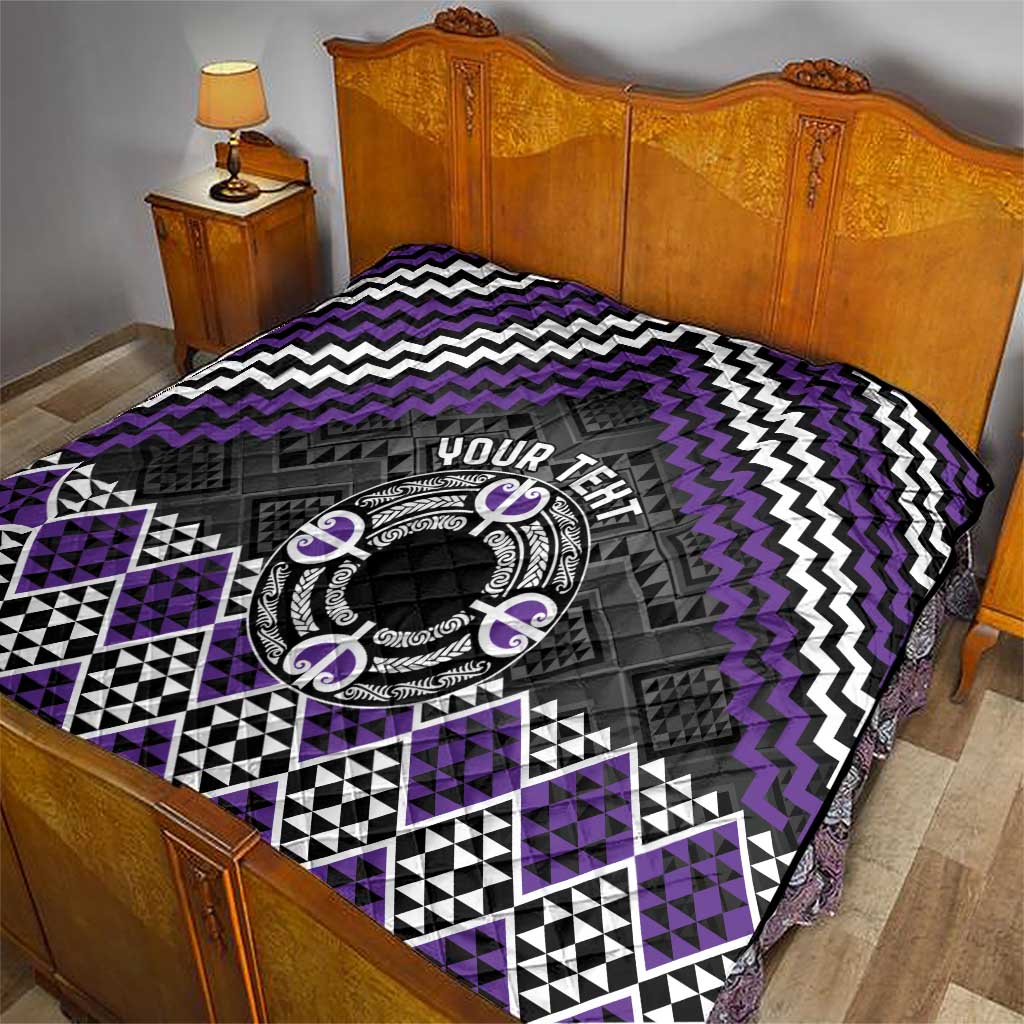 Personalised Aotearoa Niho Taniwha Motif Quilt Violet Style