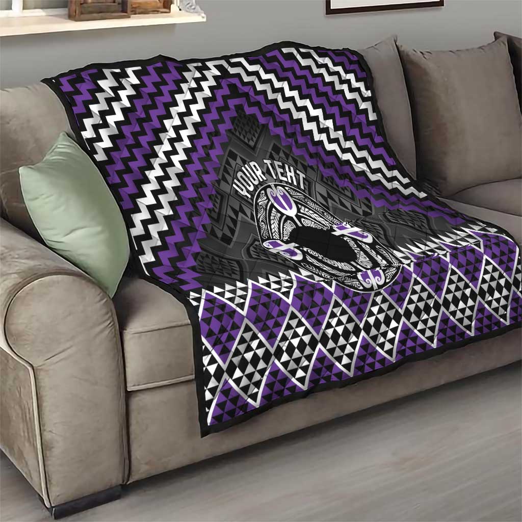 Personalised Aotearoa Niho Taniwha Motif Quilt Violet Style