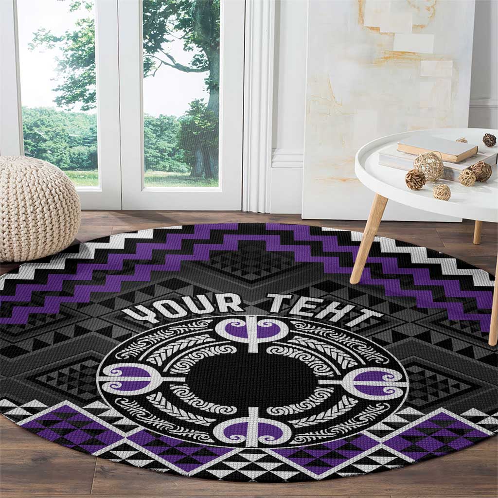Personalised Aotearoa Niho Taniwha Motif Round Carpet Violet Style