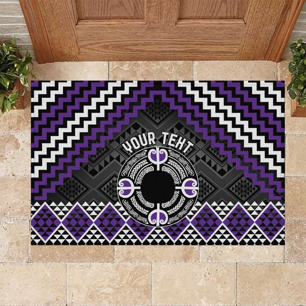 Personalised Aotearoa Niho Taniwha Motif Rubber Doormat Violet Style LT9 Violet - Polynesian Pride