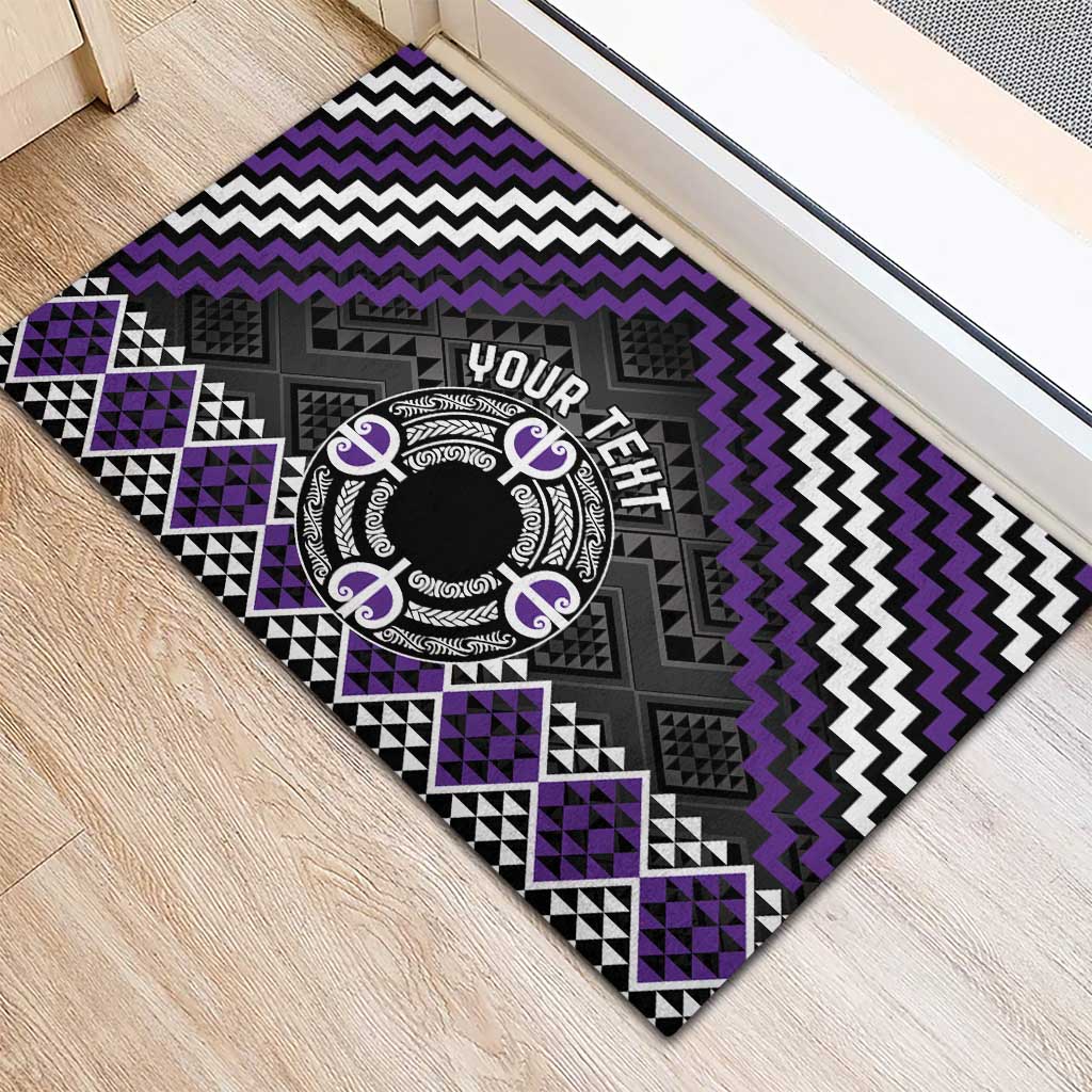 Personalised Aotearoa Niho Taniwha Motif Rubber Doormat Violet Style LT9 - Polynesian Pride
