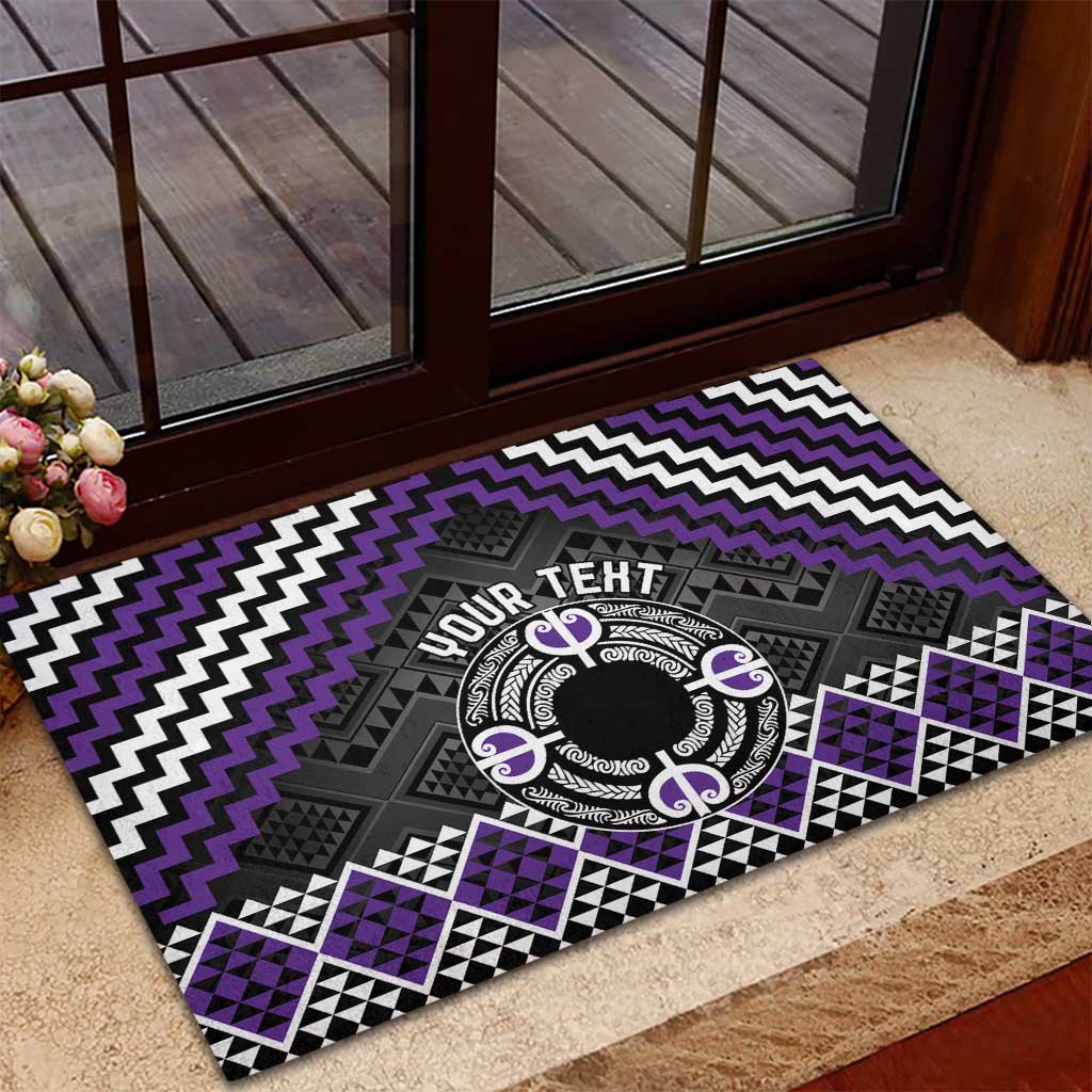 Personalised Aotearoa Niho Taniwha Motif Rubber Doormat Violet Style LT9 - Polynesian Pride