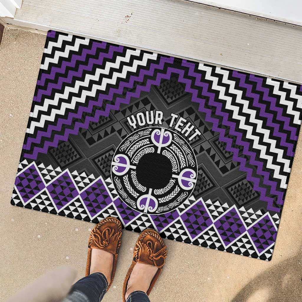 Personalised Aotearoa Niho Taniwha Motif Rubber Doormat Violet Style LT9 - Polynesian Pride