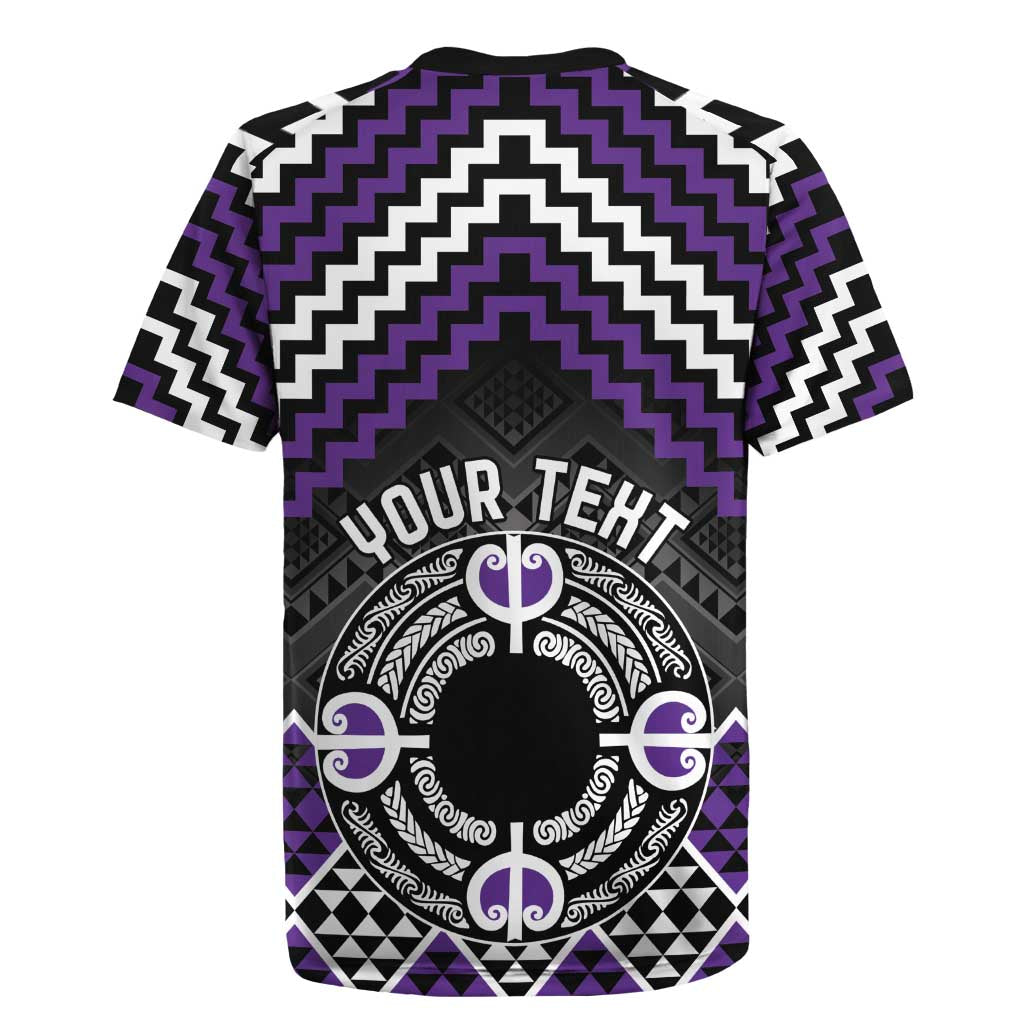 Personalised Aotearoa Niho Taniwha Motif Rugby Jersey Violet Style LT9 - Polynesian Pride