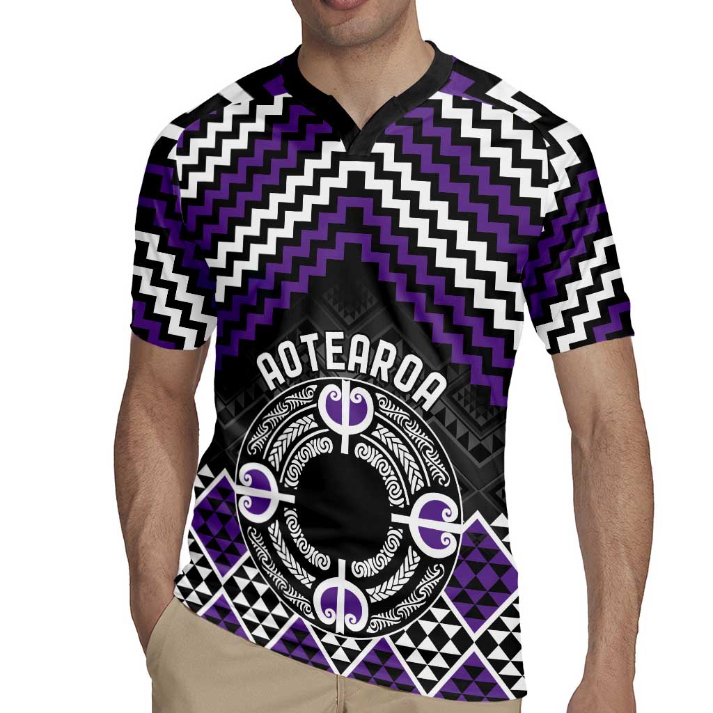 Personalised Aotearoa Niho Taniwha Motif Rugby Jersey Violet Style LT9 - Polynesian Pride