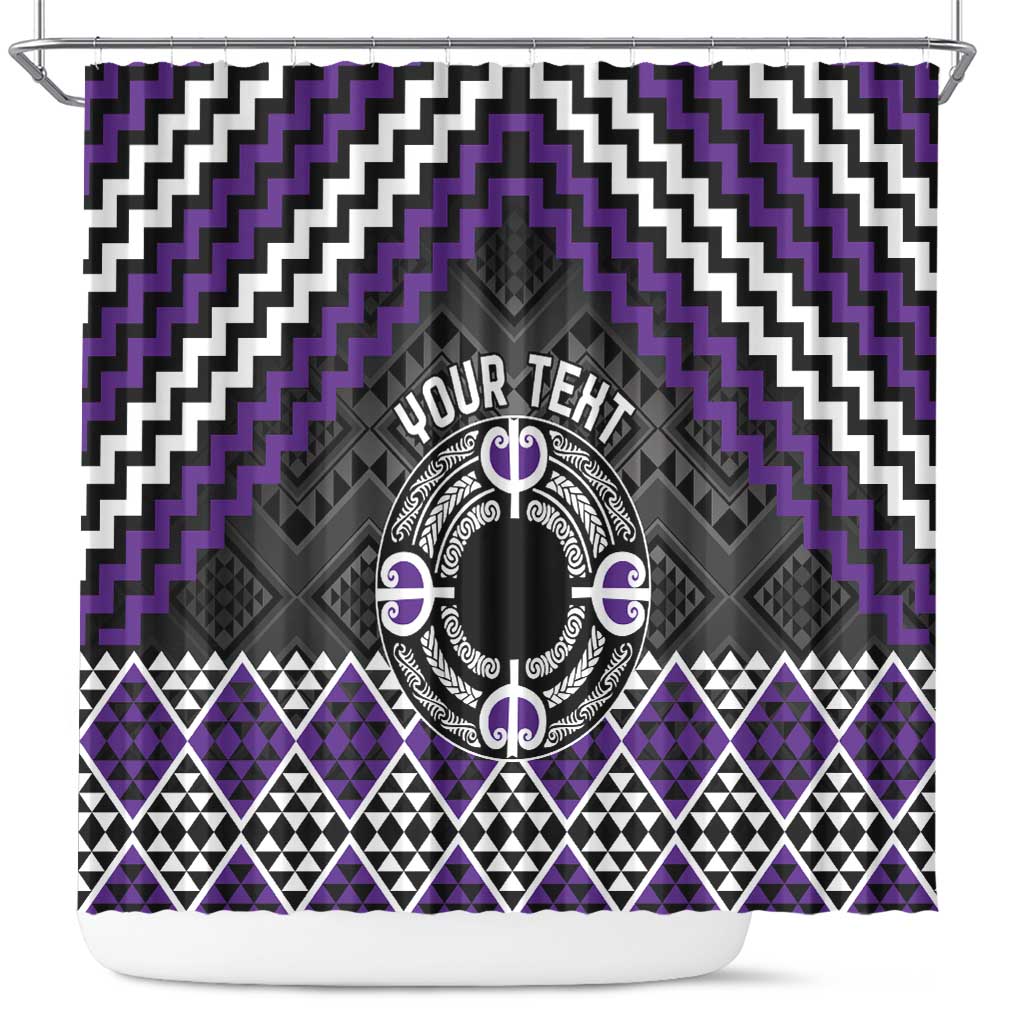 Personalised Aotearoa Niho Taniwha Motif Shower Curtain Violet Style
