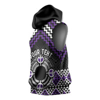 Personalised Aotearoa Niho Taniwha Motif Sleeveless Hoodie Violet Style - Polynesian Pride