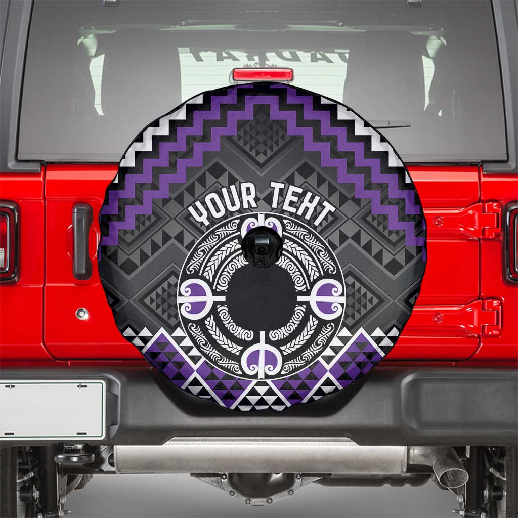 Personalised Aotearoa Niho Taniwha Motif Spare Tire Cover Violet Style