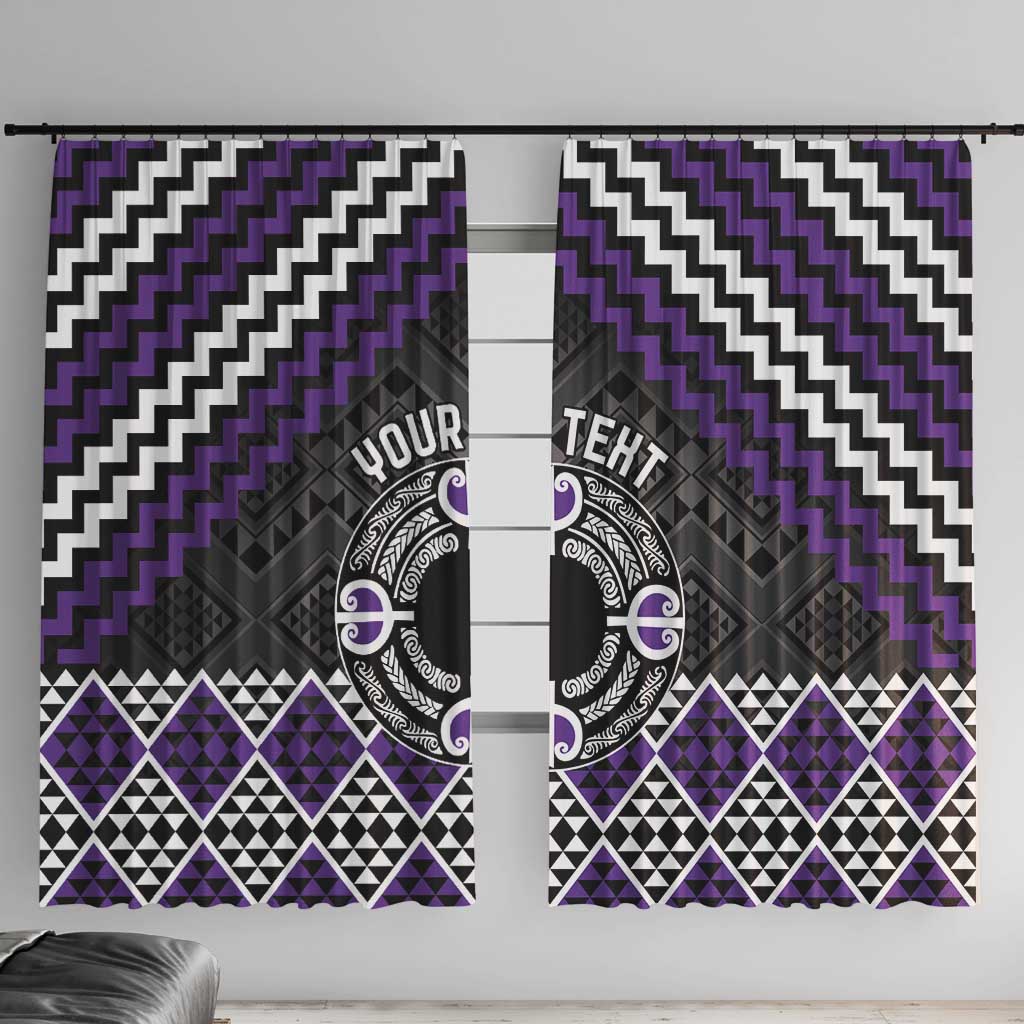 Personalised Aotearoa Niho Taniwha Motif Window Curtain Violet Style