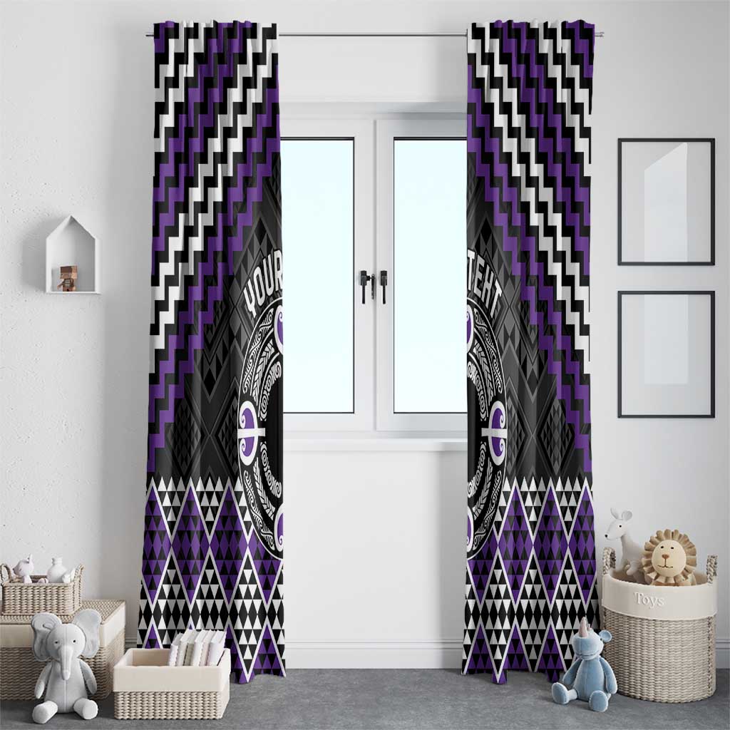 Personalised Aotearoa Niho Taniwha Motif Window Curtain Violet Style