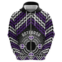 Personalised Aotearoa Niho Taniwha Motif Zip Hoodie Violet Style