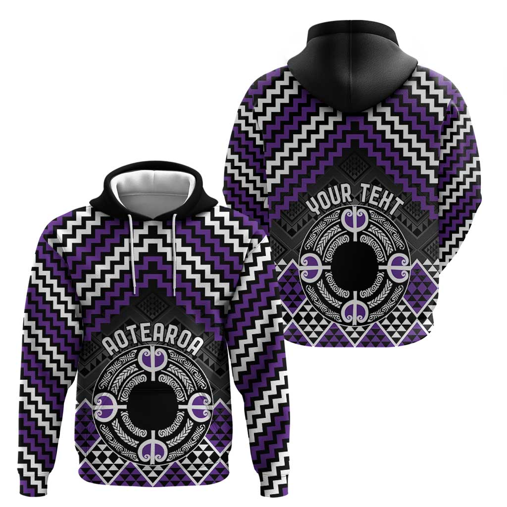 Personalised Aotearoa Niho Taniwha Motif Zip Hoodie Violet Style