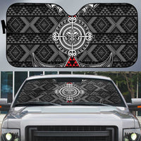 Black Aotearoa Taniko Motif Auto Sun Shade Vintage Maori New Zealand Tribal Art Pattern - Polynesian Pride