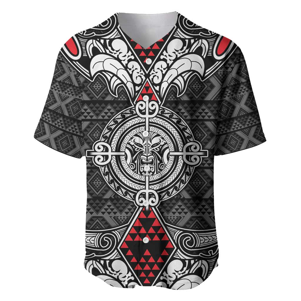 Black Aotearoa Tanilo Motif Baseball Jersey Vintage Maori New Zealand Tribal Art Pattern LT9 Black - Polynesian Pride