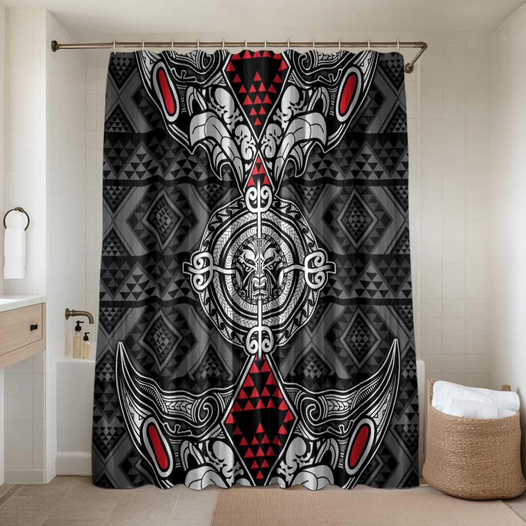 Black Aotearoa Taniko Motif Bathroom Set Vintage Maori New Zealand Tribal Art Pattern - Polynesian Pride
