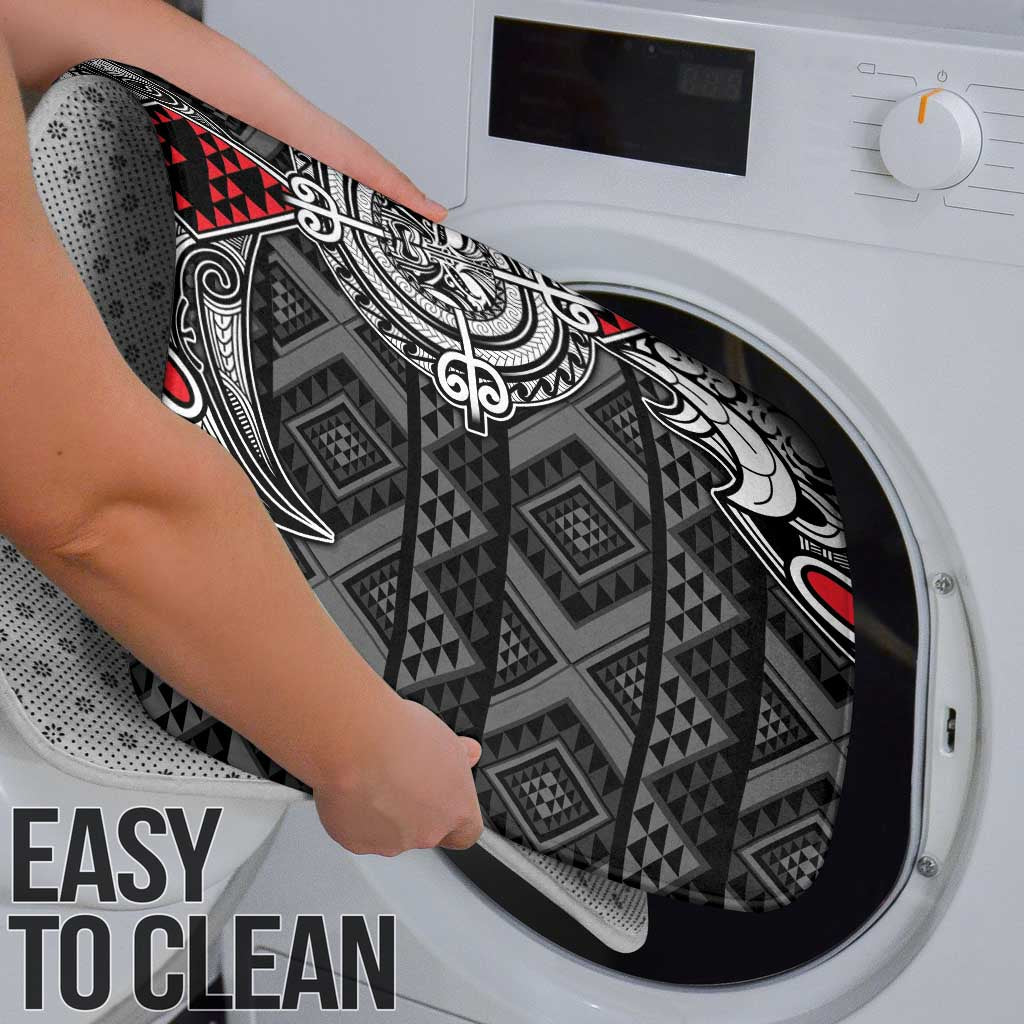 Black Aotearoa Taniko Motif Bathroom Set Vintage Maori New Zealand Tribal Art Pattern - Polynesian Pride