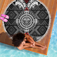 Black Aotearoa Taniko Motif Beach Blanket Vintage Maori New Zealand Tribal Art Pattern